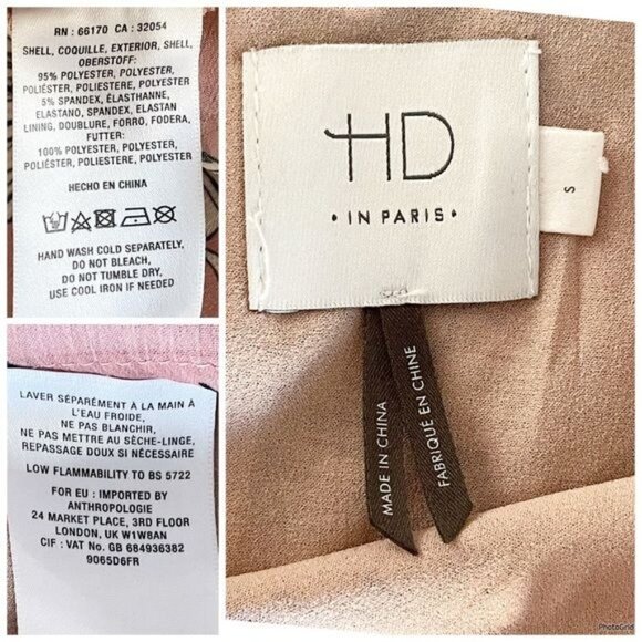 HD in Paris Anthropologie Floral Ruffle Bell Sleeves Pink Crepe Shift Dress S - Picture 7 of 7